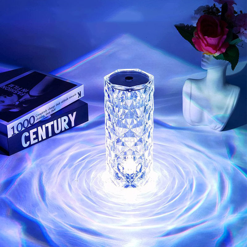 Diamond Crystal LED Lamp — Warm LED Mood Lighting for Bedside — Front view