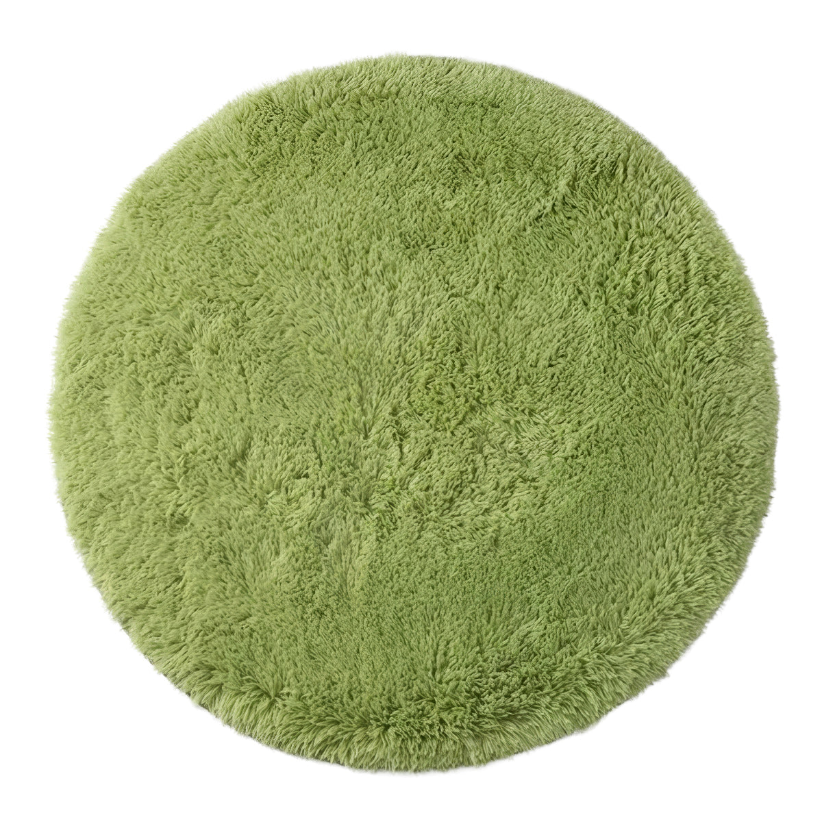 Round Green Grass Rug — Soft Accent Rug for Bedroom Layering — Front view
