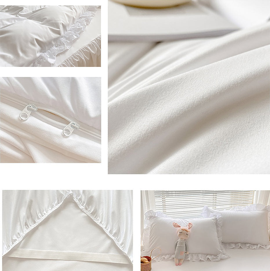 Ruffle-Lace Cotton Bedding Set — Soft-Trim Cover for Layered Beds — Lifestyle 4