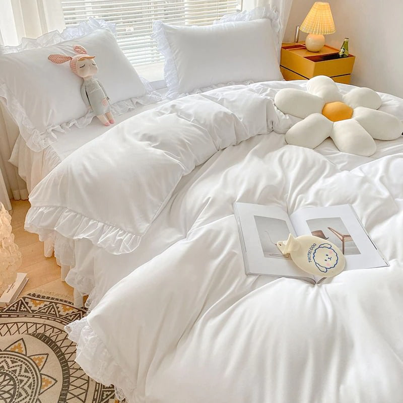 Ruffle Lace Bedding Set — Soft-Touch Cotton Duvet & Pillowcases — Lifestyle 3