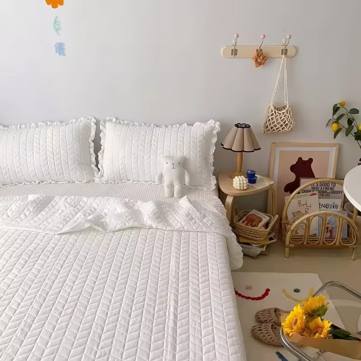 Ruffle Edge Summer Quilt Set — Lightweight Cotton Blend Cover for Warm-Weather Bedrooms — Lifestyle 1