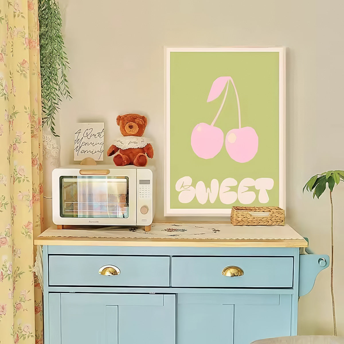 Wavy Pop Sage Green Canvas Posters — Considered Home Styling — Lifestyle 2