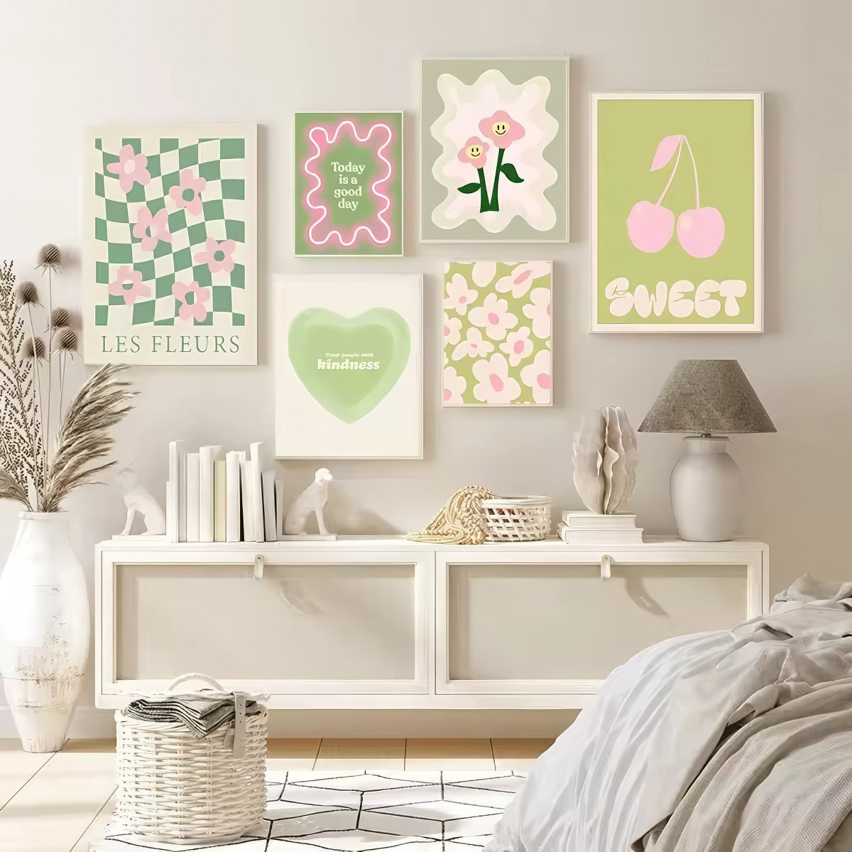 Wavy Pop Sage Green Canvas Posters — Considered Home Styling — Lifestyle 1