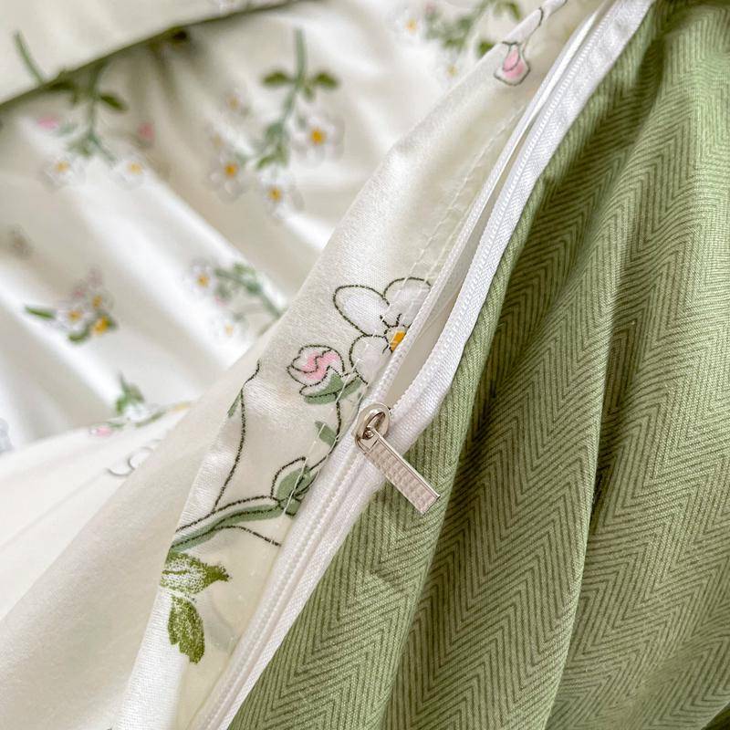 Sage Green Wildflowers Bedding Set — Soft-Touch Cotton Duvet & Pillowcases — Lifestyle 2
