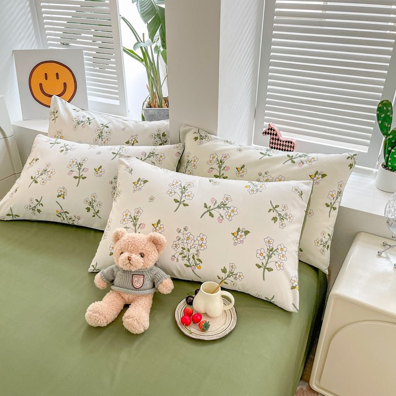 Sage Green Wildflowers Bedding Set — Soft-Touch Cotton Duvet & Pillowcases — Lifestyle 4