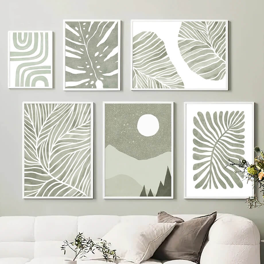 Sage Green Ornaments Canvas Posters — Considered Home Styling — Front view