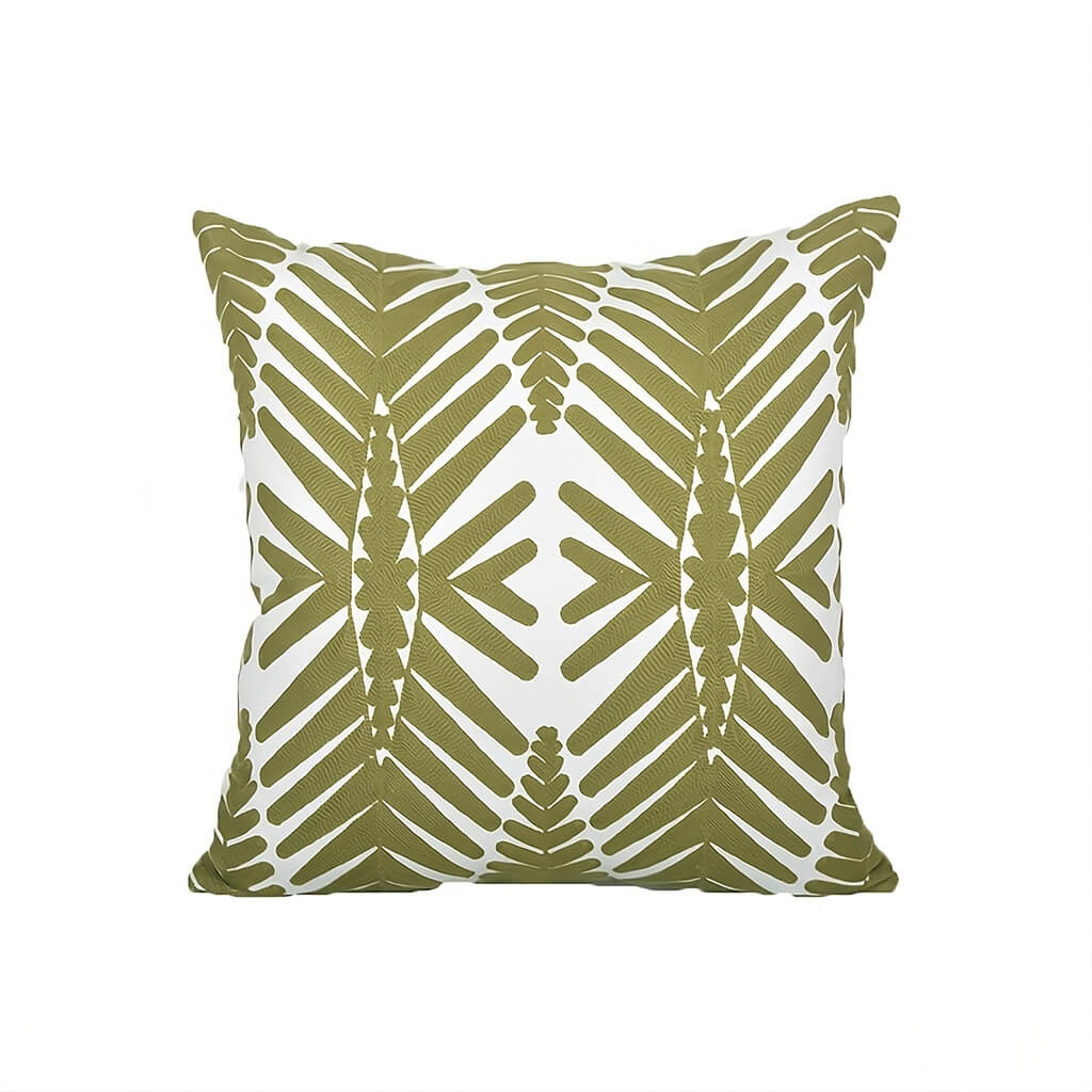 Sage Green Cushion Cover — Embroidered Botanical Cotton Cover for Layered Decor — Lifestyle 4