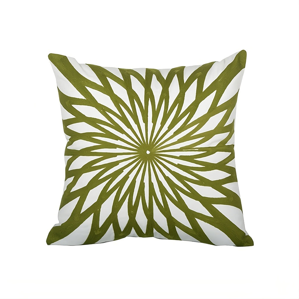 Sage Green Cushion Cover — Embroidered Botanical Cotton Cover for Layered Decor — Lifestyle 6