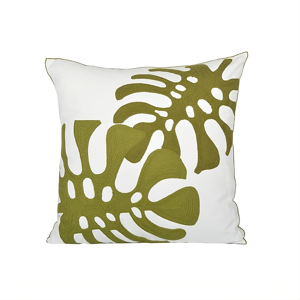 Sage Green Embroidery Throw Pillow Cover — Soft Textured Pillow for Bedroom Layering — Lifestyle 7