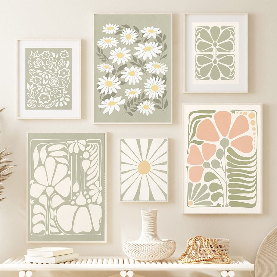 Sage Green Flowers Canvas Posters — Considered Home Styling