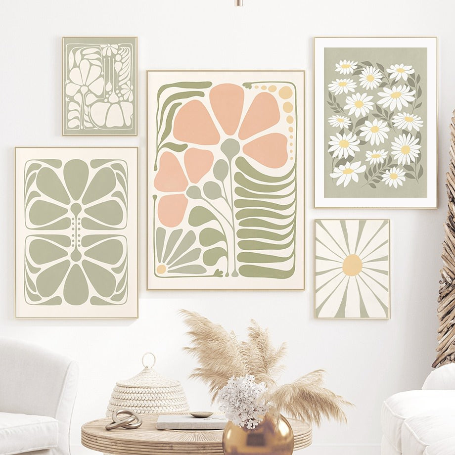 Sage Green Flowers Canvas Posters — Considered Home Styling
