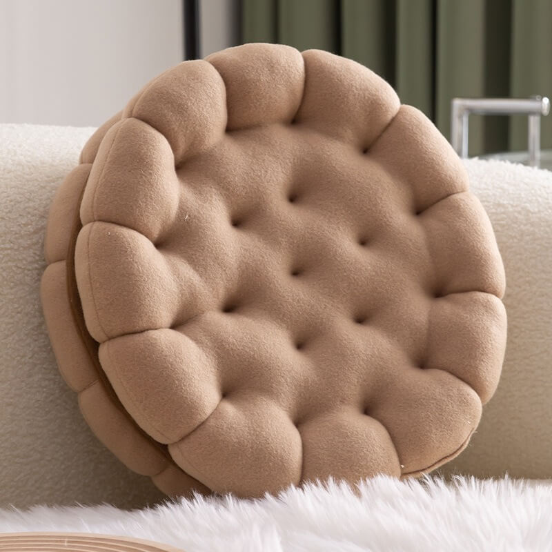 Sandwich Cookie Plush Cushion — Soft Bouclé Knit for Cosy Lounging — Lifestyle 4
