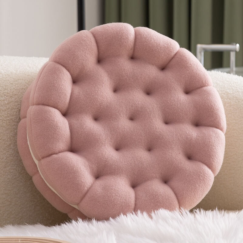 Sandwich Cookie Plush Cushion — Soft Bouclé Knit for Cosy Lounging — Lifestyle 5
