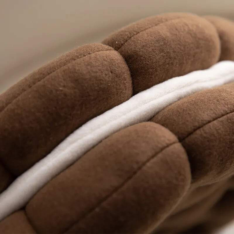 Sandwich Cookie Plush Cushion — Soft Bouclé Knit for Cosy Lounging — Lifestyle 2