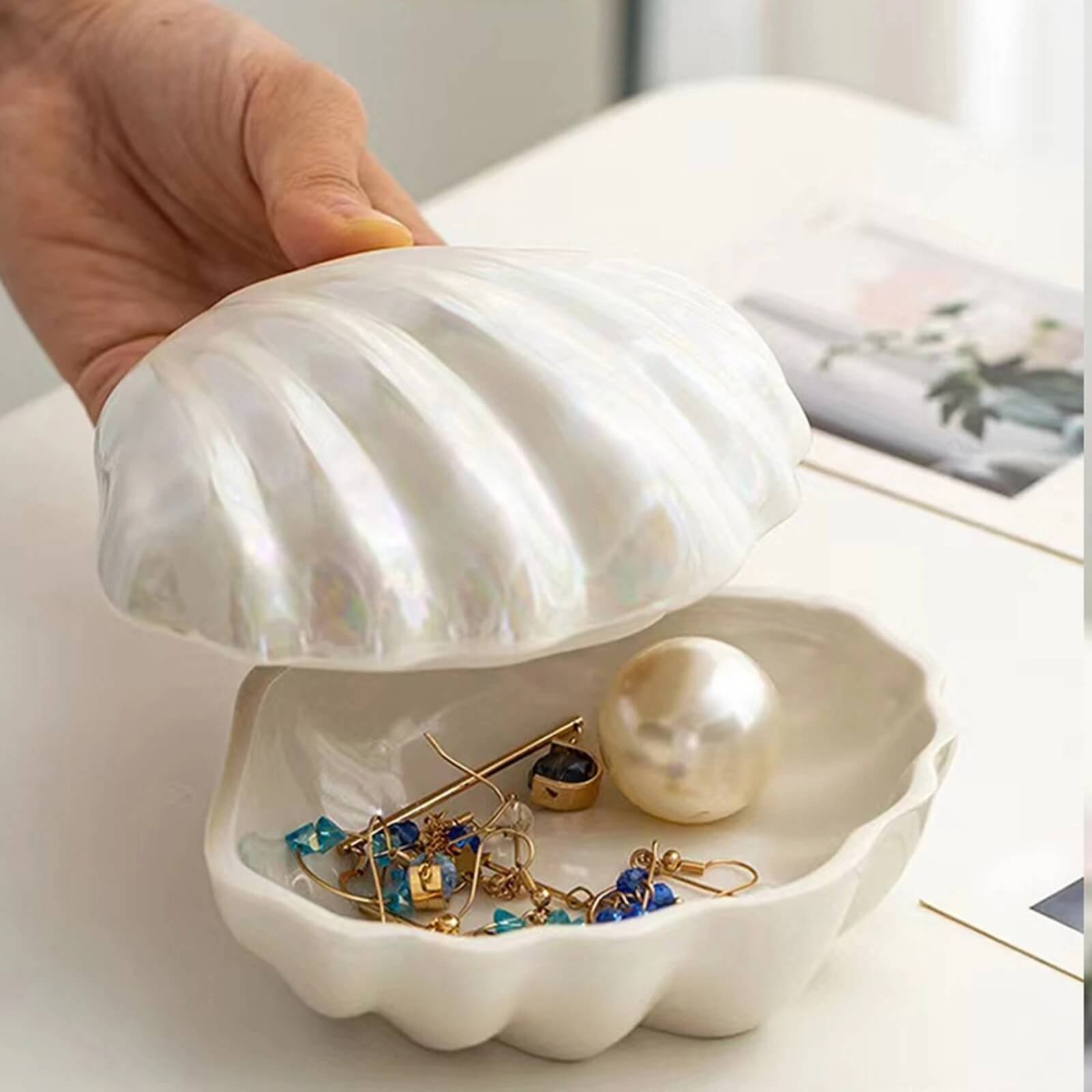 Clam Shell Ceramic Jewelry Storage — Considered Home Styling — Lifestyle 5