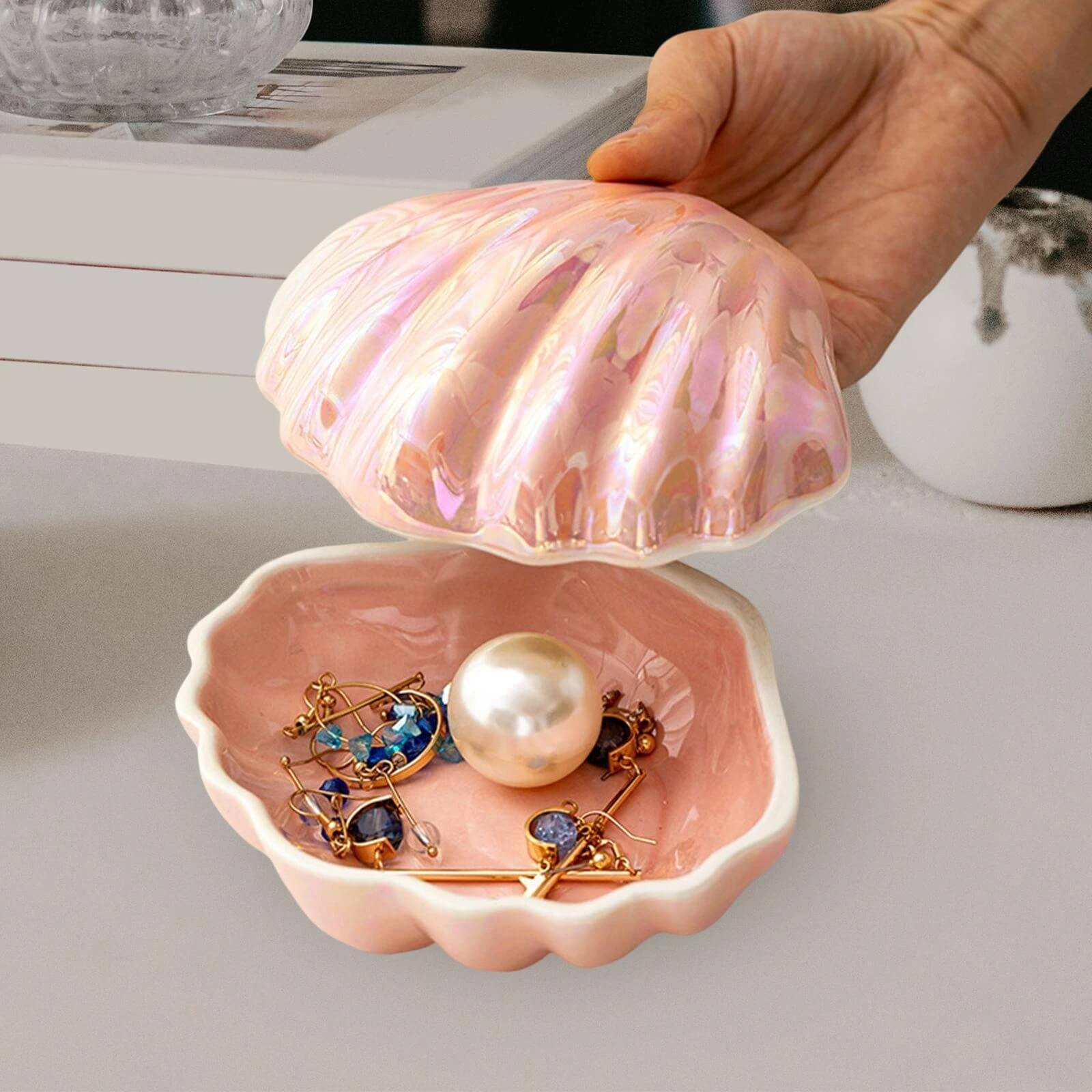 Clam Shell Ceramic Jewelry Storage — Considered Home Styling — Detail