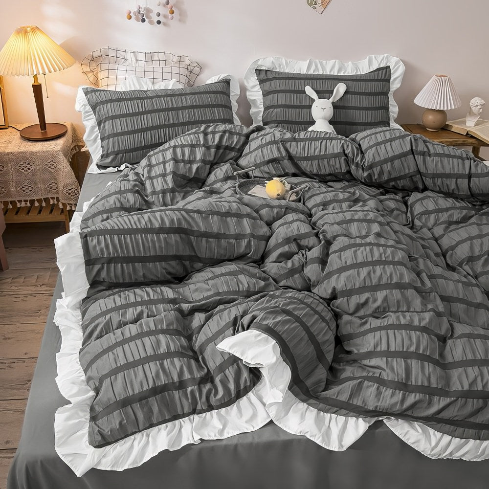 Ribbed Bedding Set — Soft-Touch Cotton Duvet & Pillowcases — Lifestyle 7