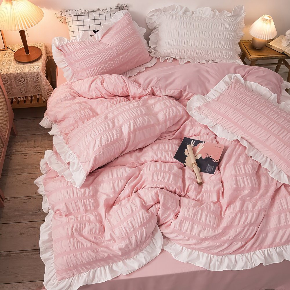 Ribbed Bedding Set — Soft-Touch Cotton Duvet & Pillowcases — Lifestyle 5