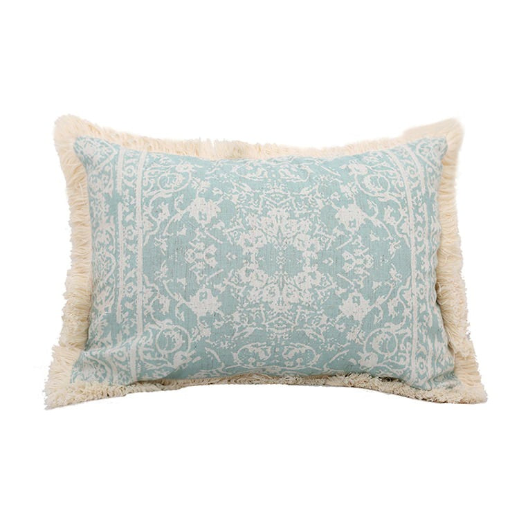 Shabby Chic Dusty Green Cushion Cover — Soft Textured Pillow for Bedroom Layering