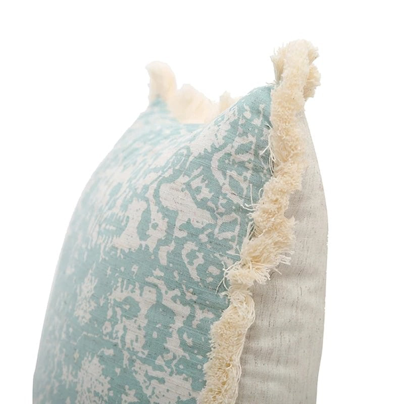 Shabby Chic Dusty Green Cushion Cover — Soft Textured Pillow for Bedroom Layering