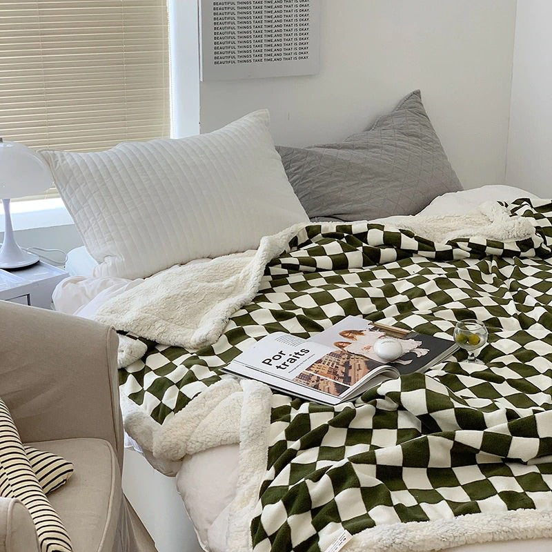 Checkered Fluffy Throw Blanket — Soft Plush Cover for Lounge and Bedroom Layering — Lifestyle 5