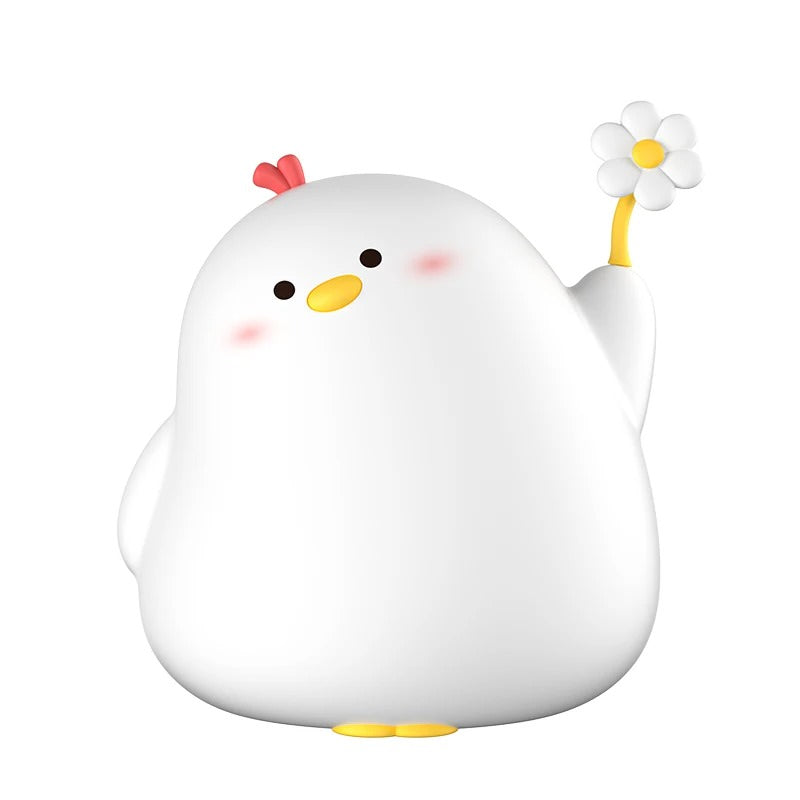 Chick Night Light — Rechargeable Silicone Lamp with Sleep Timer for Bedside Tables — Front view