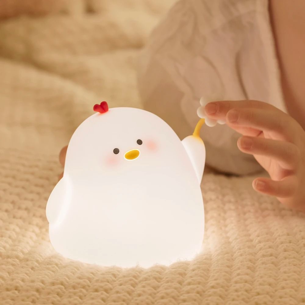 Chick Night Light — Rechargeable Silicone Lamp with Sleep Timer for Bedside Tables — Lifestyle 3