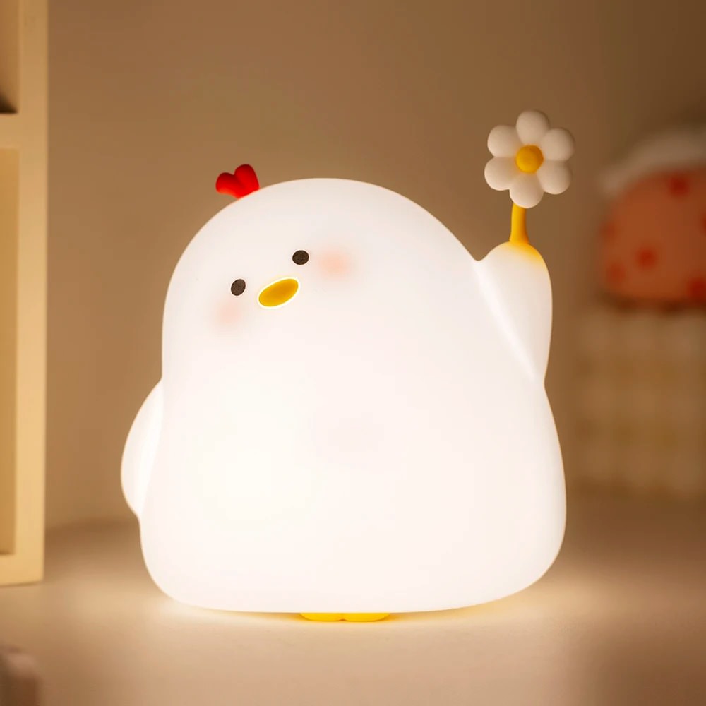 Chick Night Light — Rechargeable Silicone Lamp with Sleep Timer for Bedside Tables — Detail