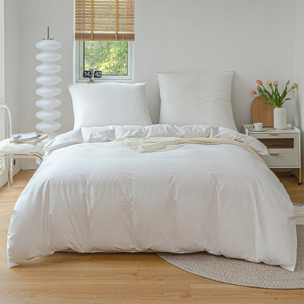 Simple Soft Cotton Duvet Cover & Sham Set — Front view