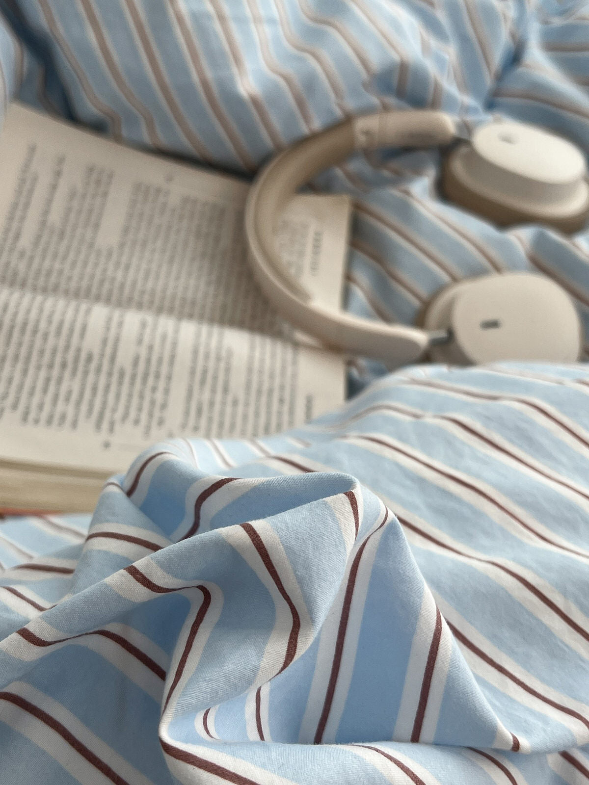 Sky Blue Striped Bedding Set — Cotton-Blend Cover for Calm Bedrooms — Lifestyle 1