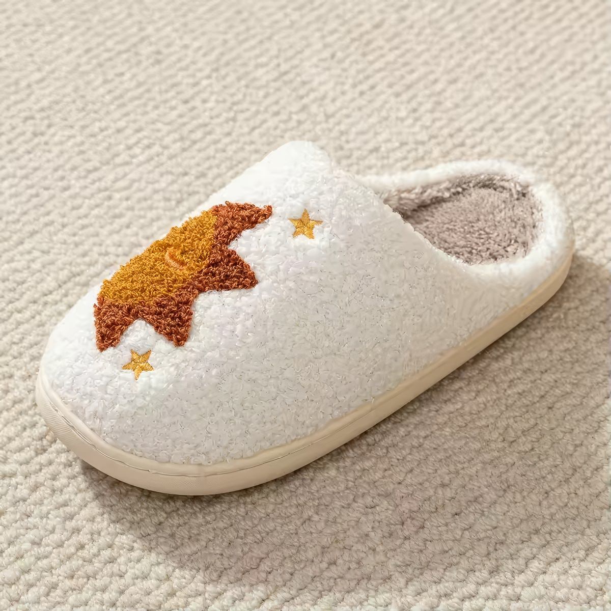 Sun & Moon Slippers — Soft Plush House Slippers for Indoor Lounging — Lifestyle 2