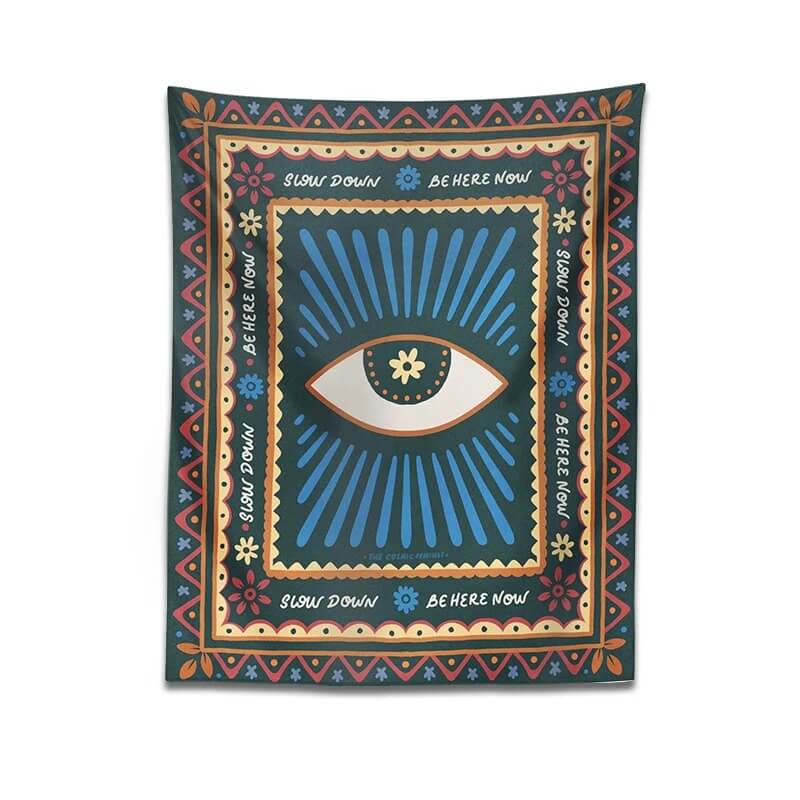 Slow Down Be Here Tapestry — Considered Home Styling — Front view