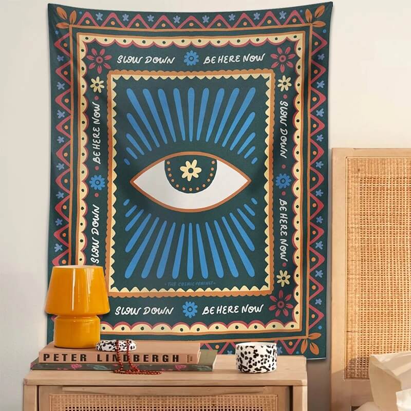 Slow Down Be Here Tapestry — Considered Home Styling — Detail