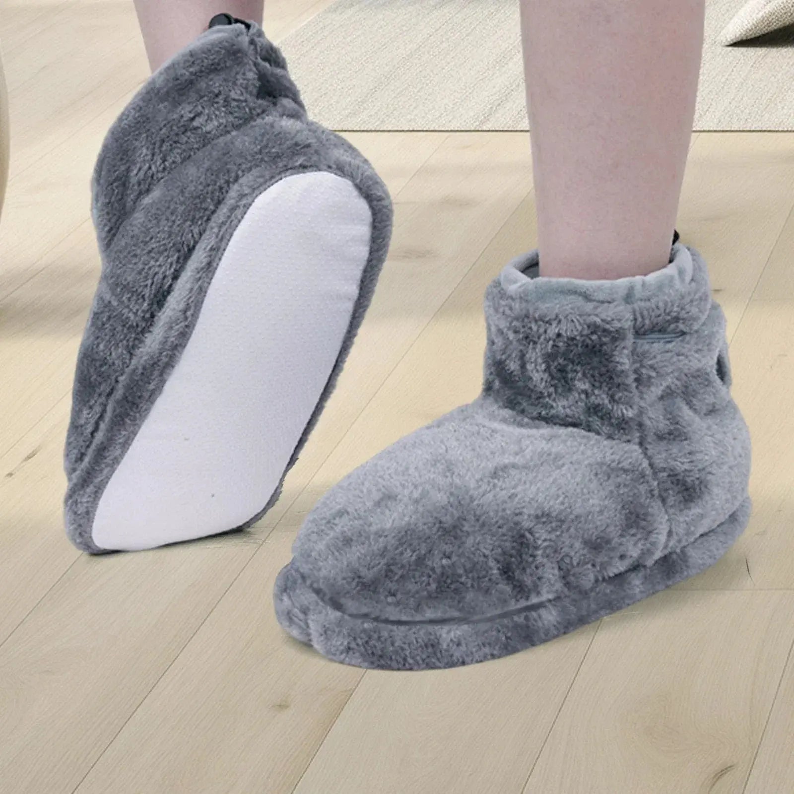 Microwavable Grey Slippers for Comfort and Warmth - Size 12 × 10.5 × 2.7 — Lifestyle 7