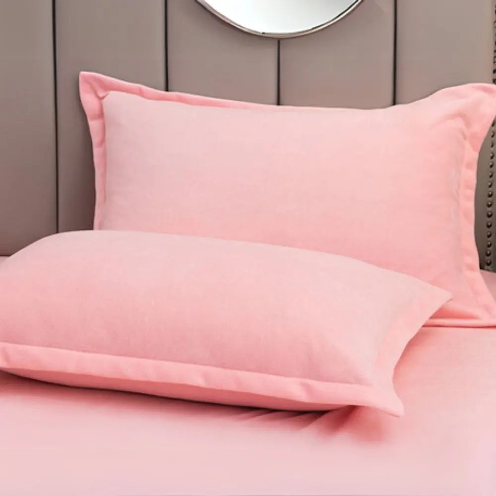 Coral Fleece Pillowcases for Winter Comfort - Set of 2, Available in Green, Gray, Blue, Pink, 48x74cm Size — Lifestyle 5