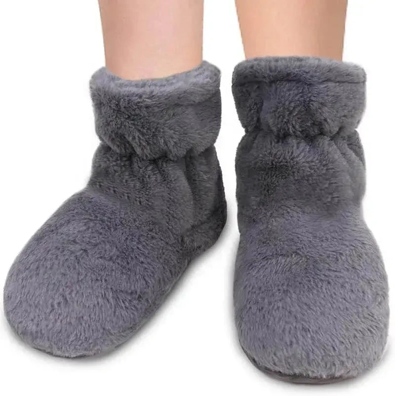 Microwavable Grey Slippers for Comfort and Warmth - Size 12 × 10.5 × 2.7 — Lifestyle 8