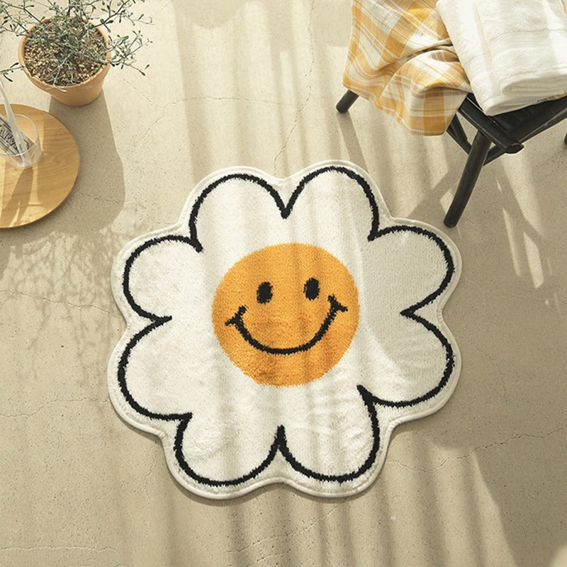 Daisy Flower Accent Rug — Soft Accent Rug for Bedroom Layering — Lifestyle 1
