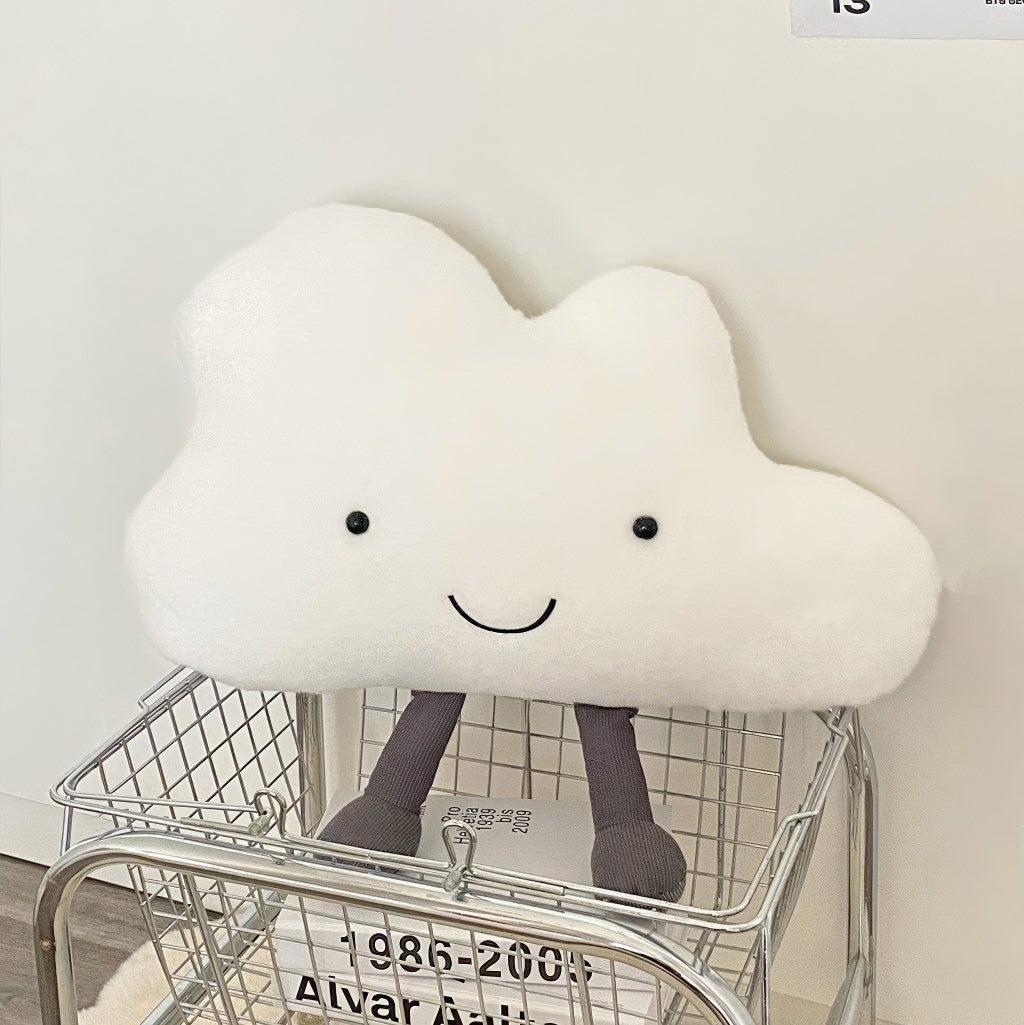 Happy Cloud Plush Throw Pillow — Soft Textured Pillow for Bedroom Layering — Lifestyle 2