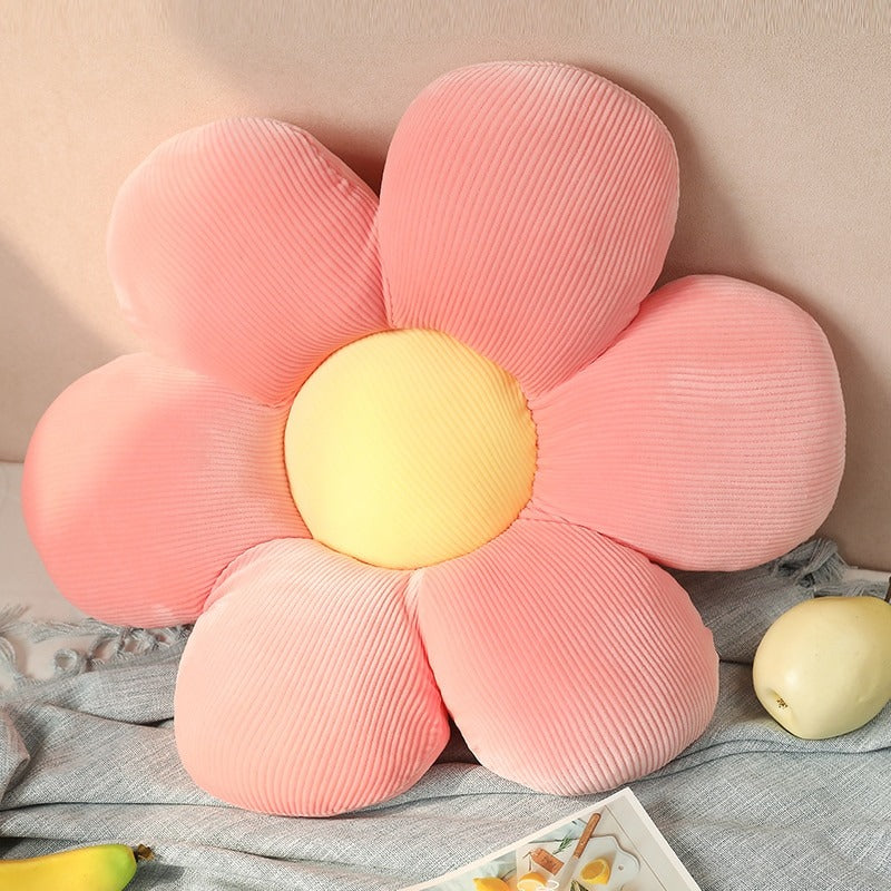 Pastel Flower Throw Pillow — Soft Sculptural Cushion for Sofa Styling — Lifestyle 7