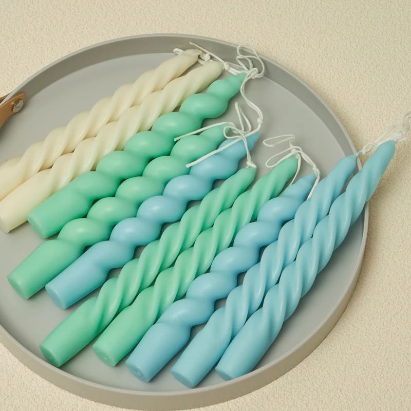 Spiral Twisted Pastel Candles (2 Pack) — Considered Home Styling — Front view