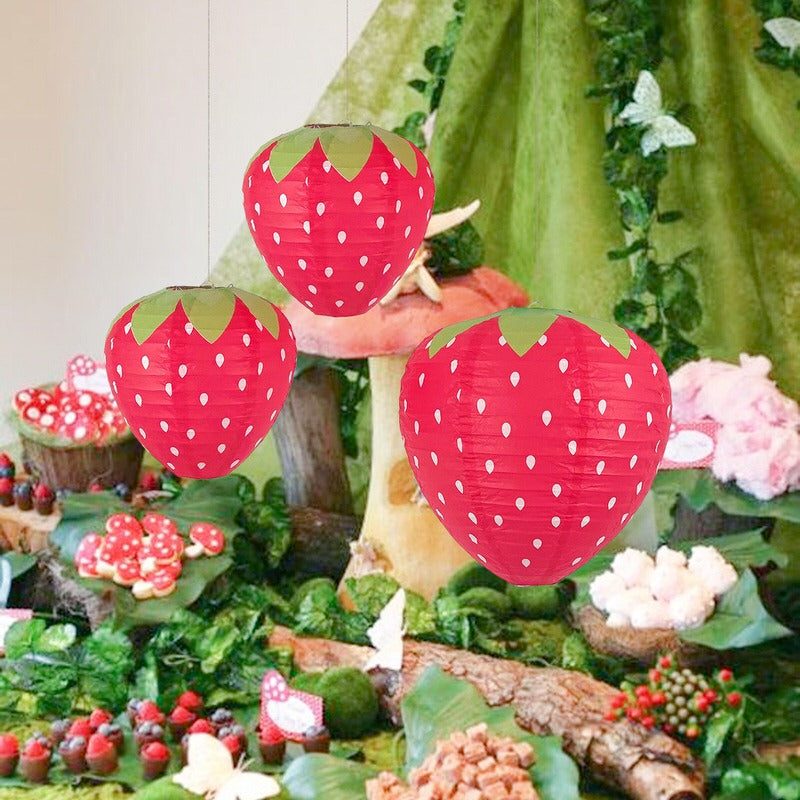 Strawberry Paper Lanterns Hanging Decor — Warm LED Mood Lighting for Bedside — Lifestyle 2