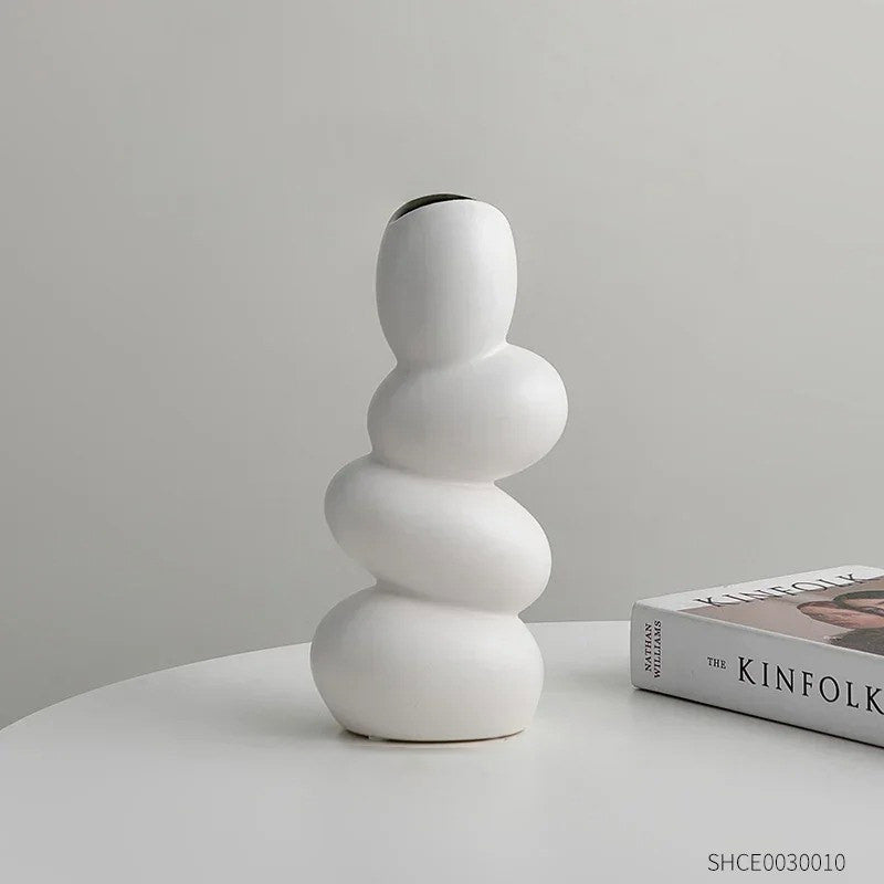 Staked Stones Modern Ceramic Vase — Decorative Vase for Considered Styling — Lifestyle 7