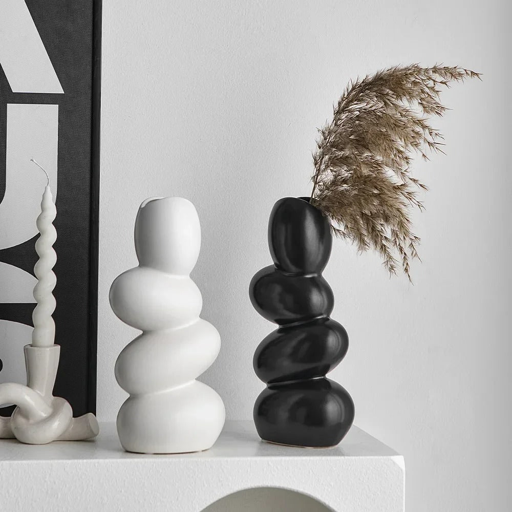 Staked Stones Modern Ceramic Vase — Decorative Vase for Considered Styling — Lifestyle 3