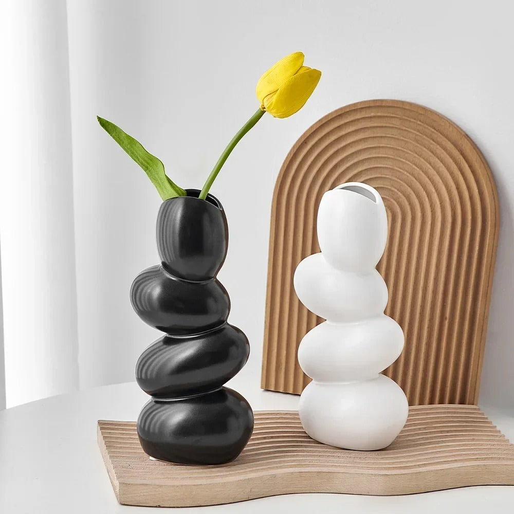 Staked Stones Modern Ceramic Vase — Decorative Vase for Considered Styling — Lifestyle 1