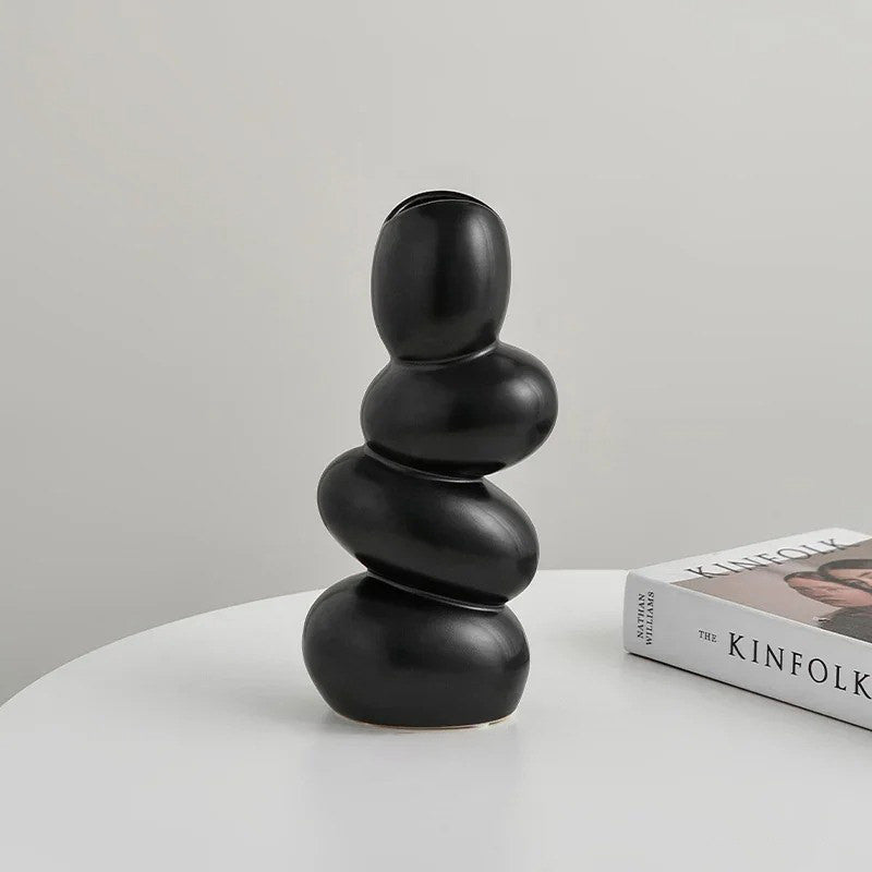 Staked Stones Modern Ceramic Vase — Decorative Vase for Considered Styling — Lifestyle 6