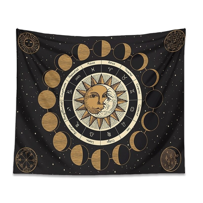 Moon Phases Zodiac Tapestry — Considered Home Styling — Front view