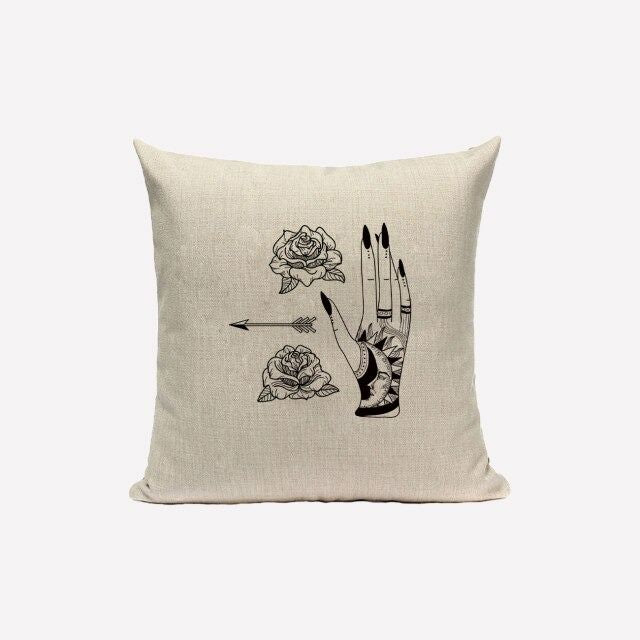 Sun & Moon Cushion Cover — Monochrome Linen Pillow for Bedroom Styling — Lifestyle 7