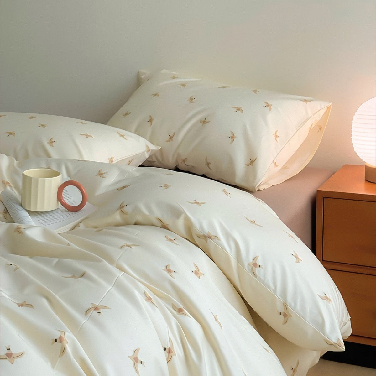 Swallow Bird Print Cotton Bedding Set — Lifestyle 3