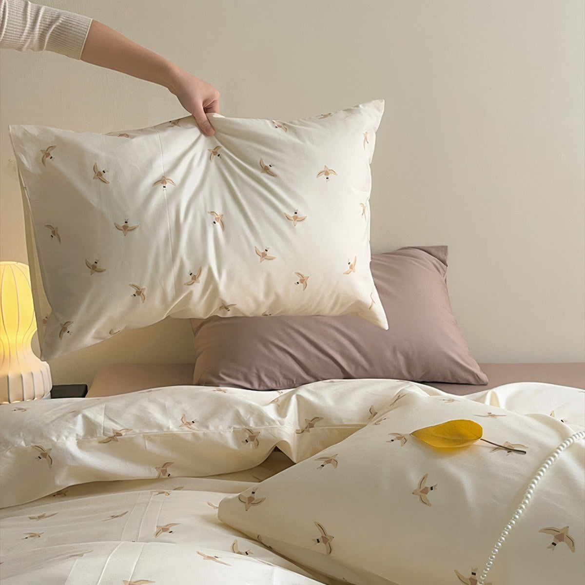 Swallow Bird Print Cotton Bedding Set — Lifestyle 5