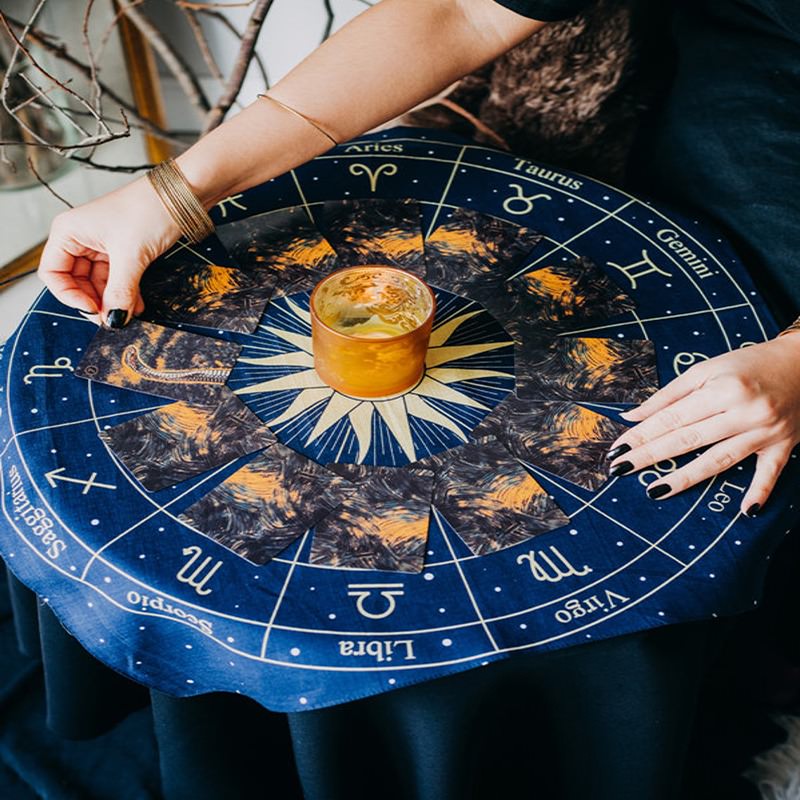 Tarot Wheel of Zodiac Altar Cloth — Considered Home Styling — Detail